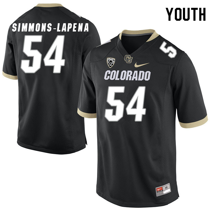 Youth #54 Bo Simmons-Lapena Colorado Buffaloes College Football Jerseys Stitched Sale-Black - Click Image to Close
